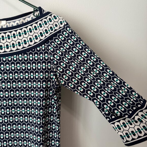 Max Studio Womens Geometric Patterned Top Navy & White size small - Picture 3 of 8